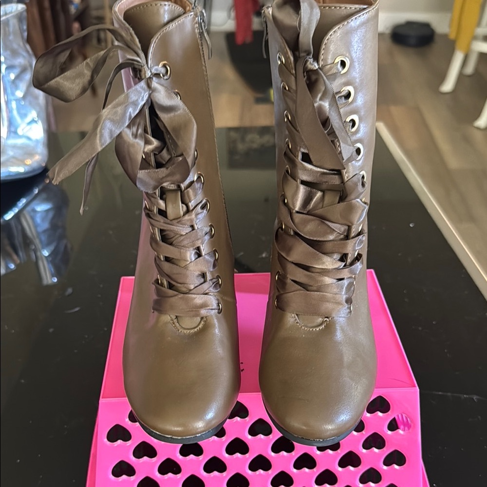 Angelina Brown Lace Up Boots with Versatile Style